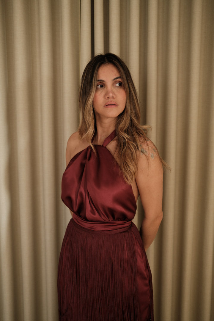 Vestido Lantana vinotinto