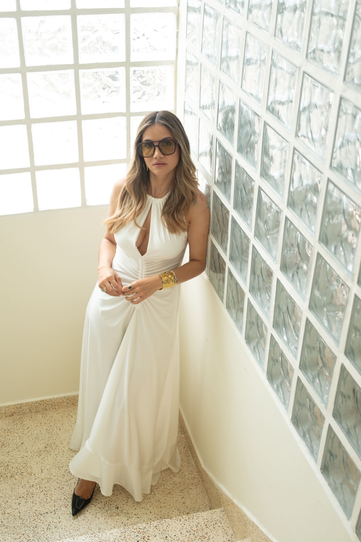 Vestido cobalto blanco