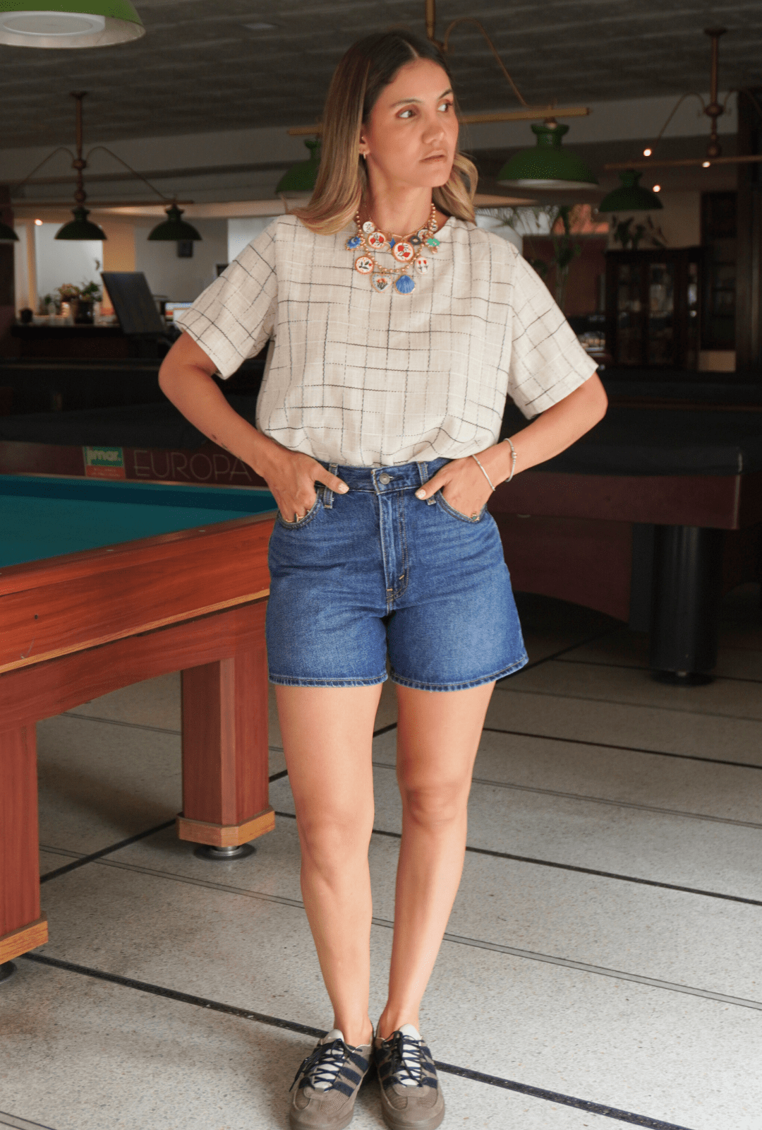 Blusa contaste cuadros