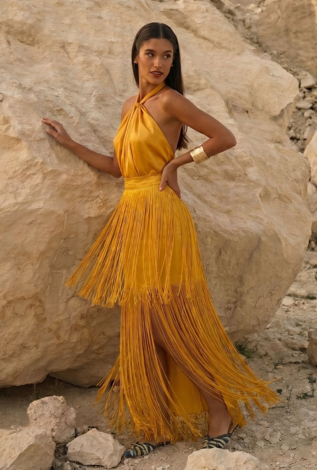 Vestido Lantana mostaza