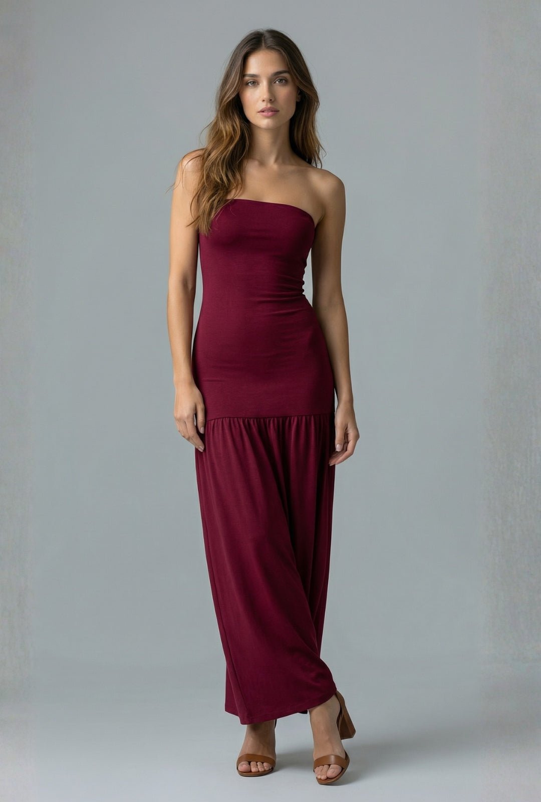 Vestido tulipán vinotinto