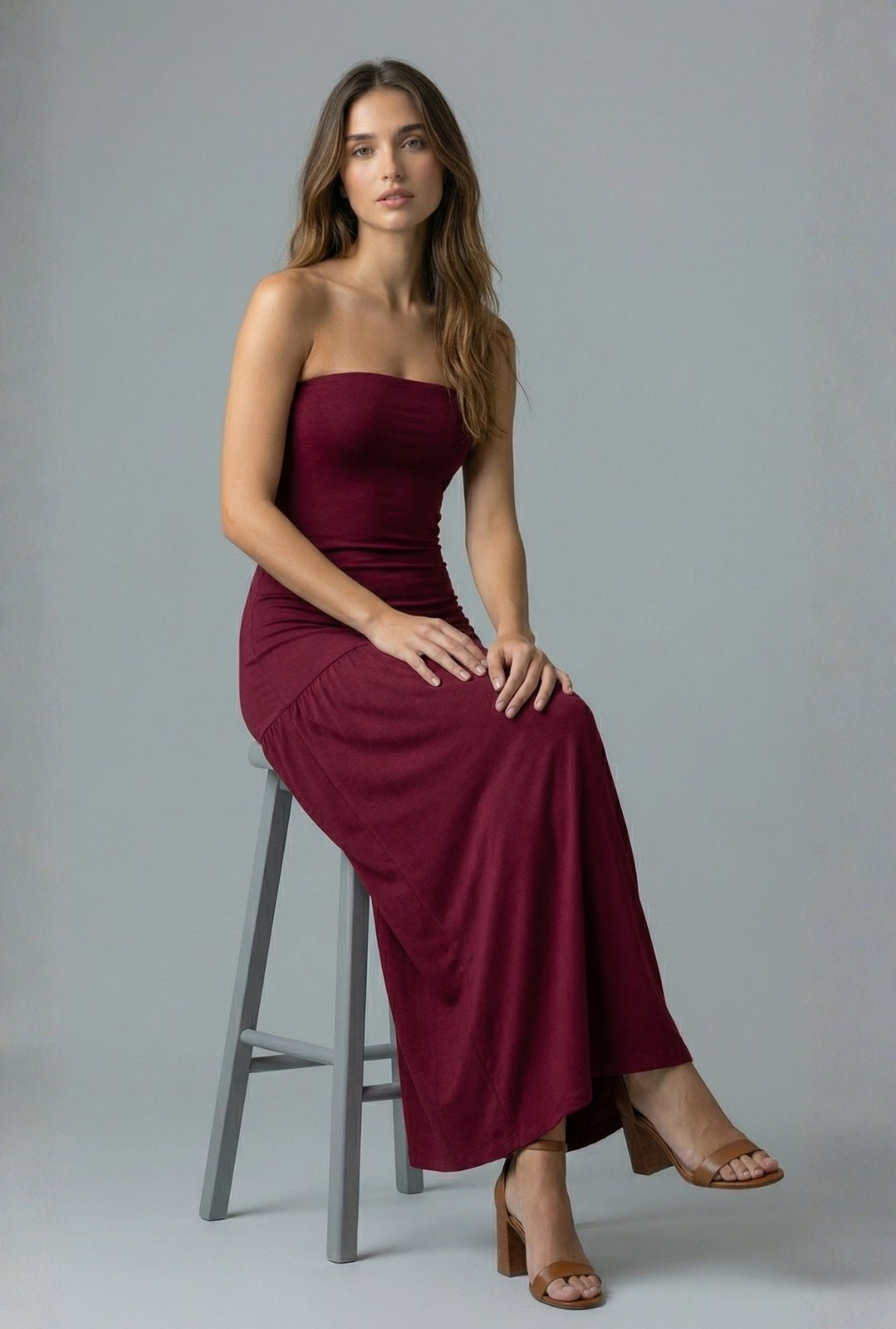 Vestido tulipán vinotinto