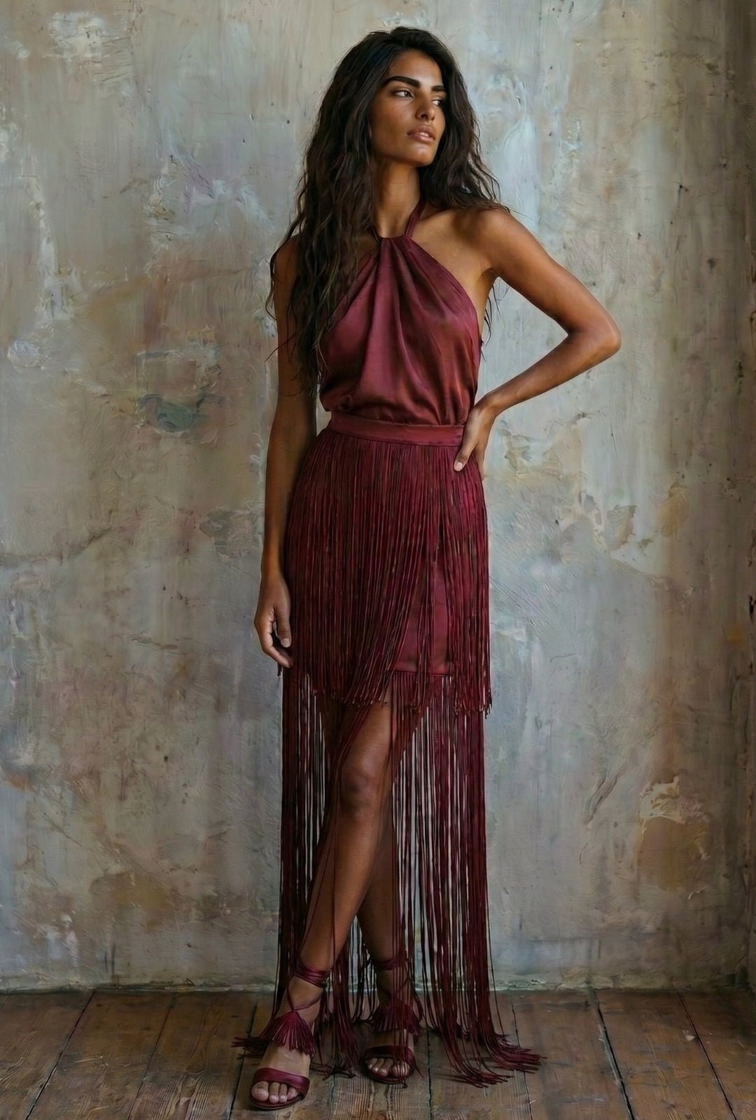 Vestido Lantana vinotinto
