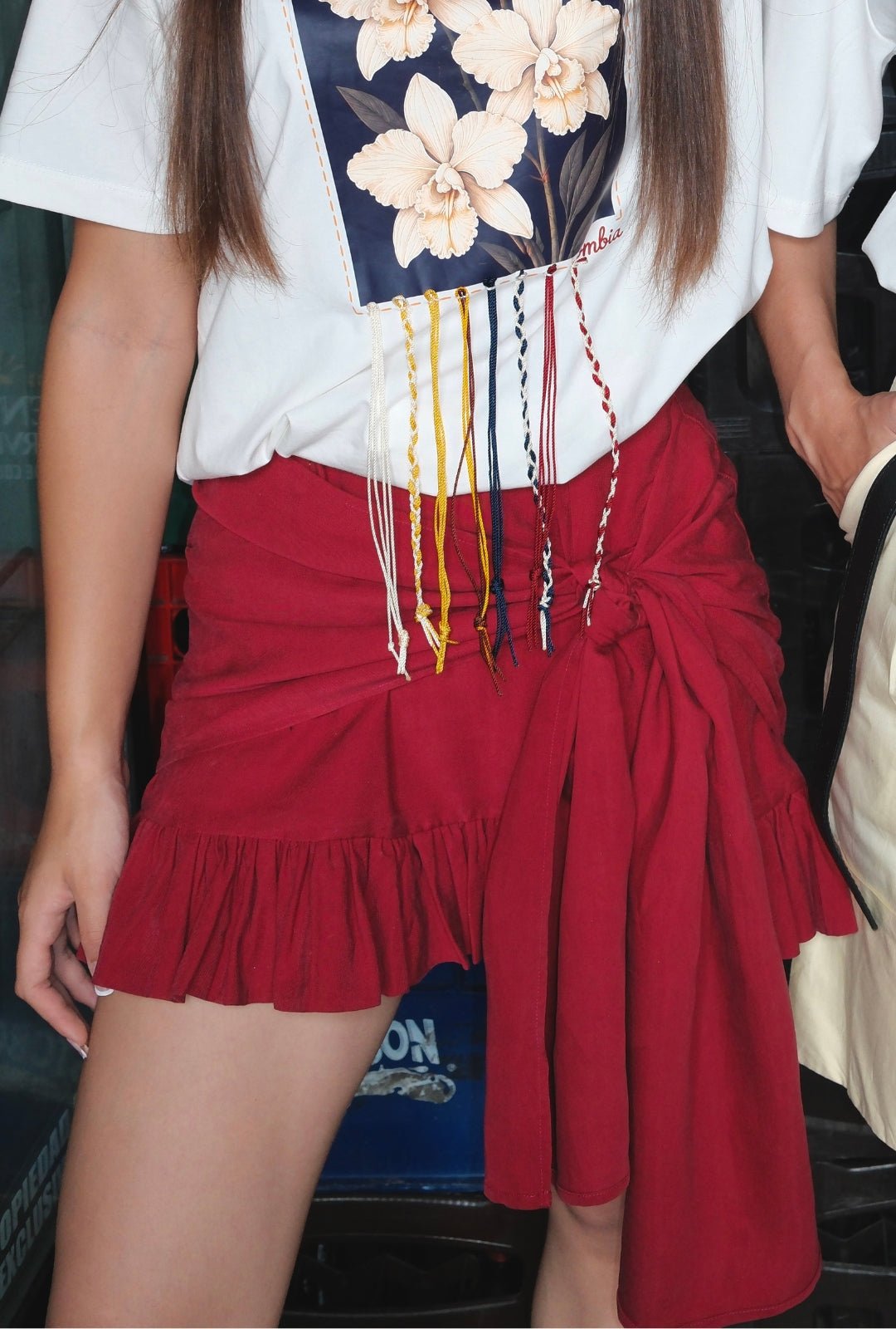 Falda Contraste Rojo Vino