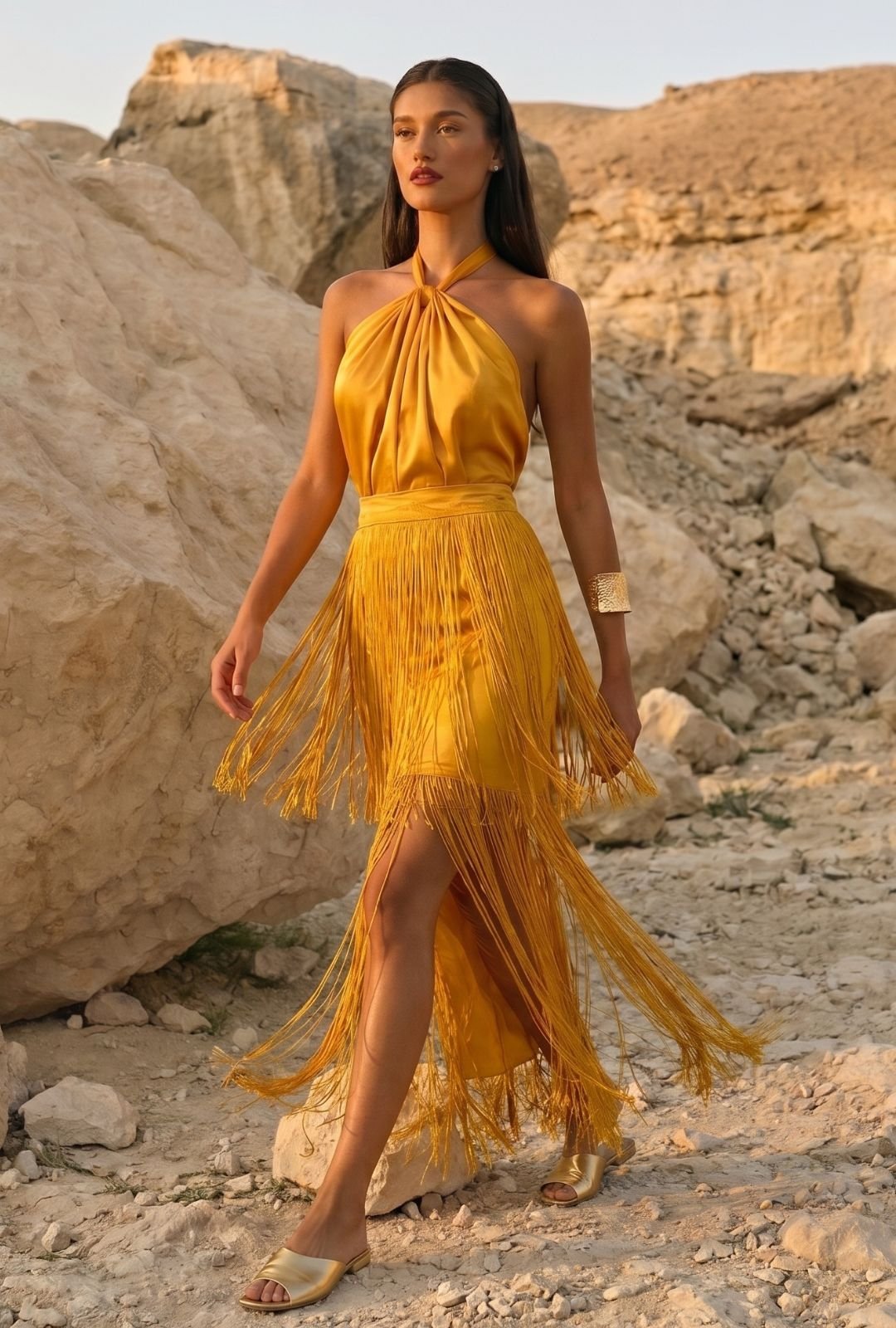 Vestido Lantana mostaza