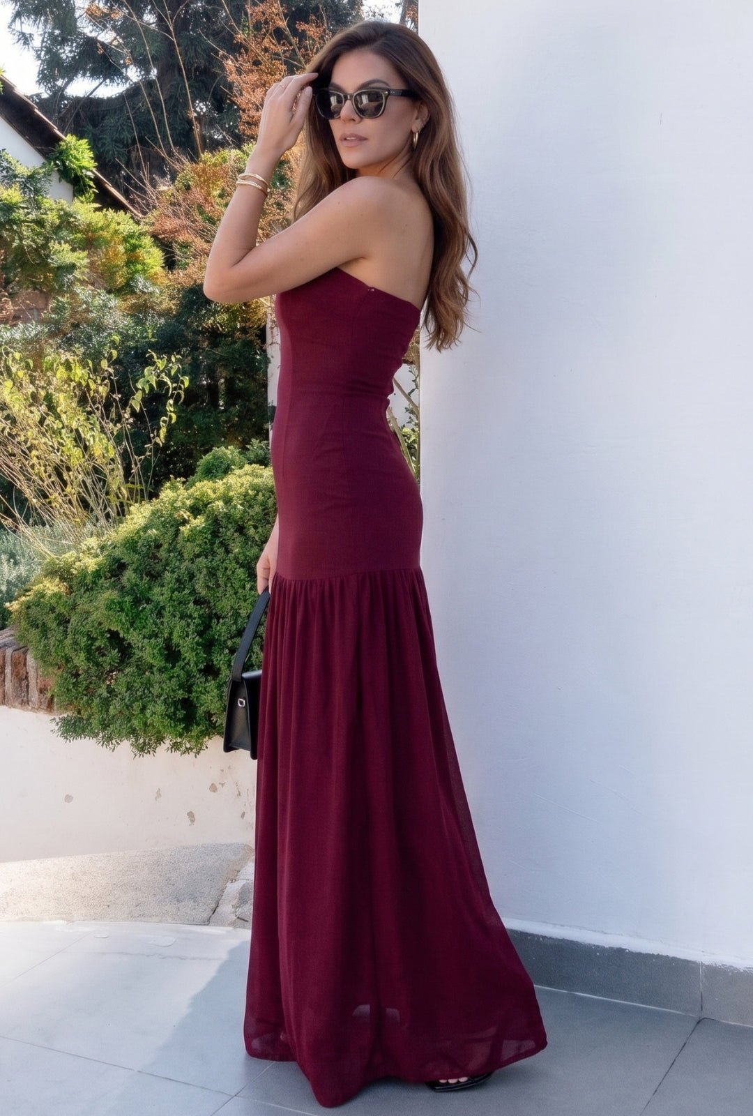 Vestido tulipán  vinotinto