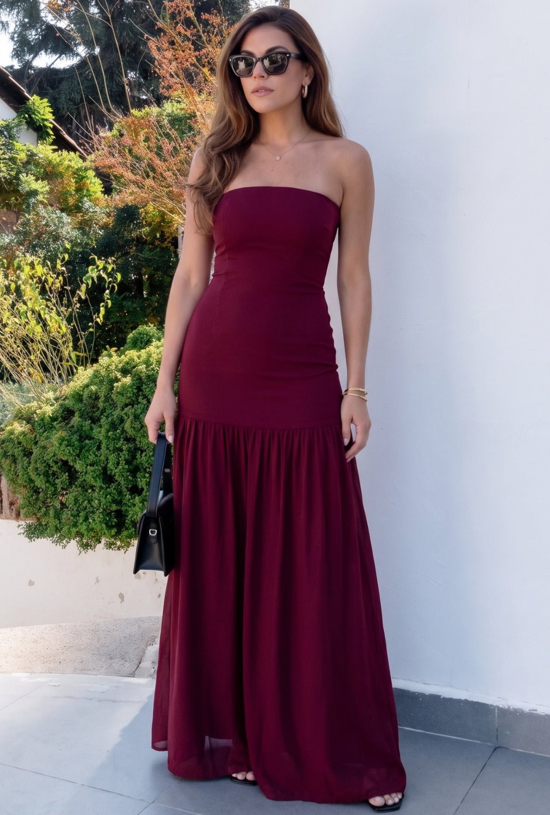 Vestido tulipán  vinotinto ⭐⭐⭐⭐⭐