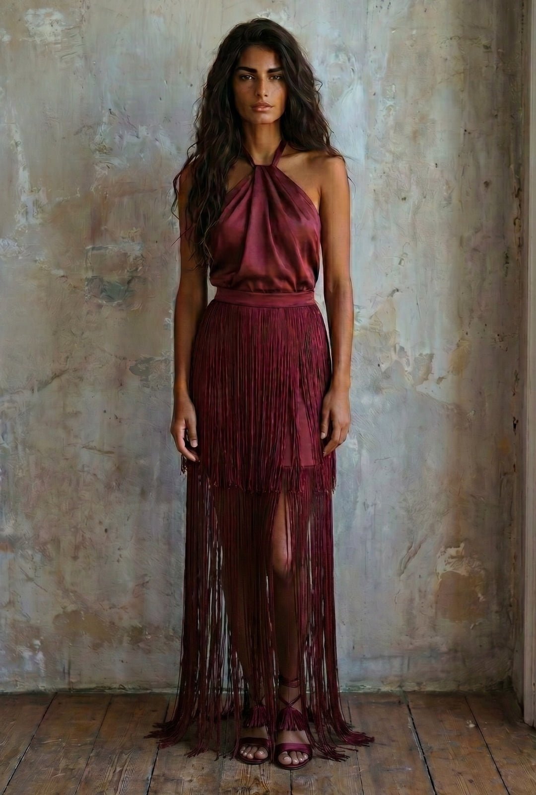 Vestido Lantana vinotinto