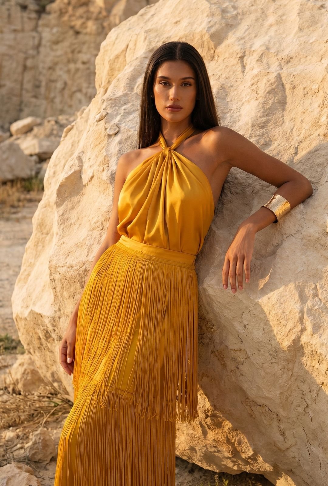 Vestido Lantana mostaza