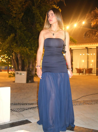 Vestido tulipán azul oscuro